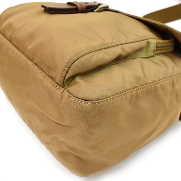 Prada Crossbody Shoulder Bag Nylon Leather Brown - Picture 6 of 9